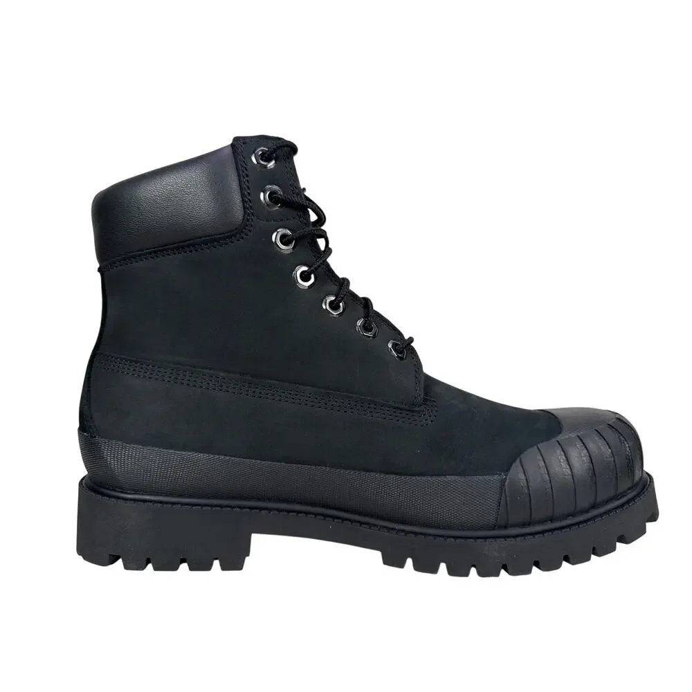 Timberland Premium 6 Inch Rubber Toe Boots Mens 10 Blackout‎ Nubuck Leather WP